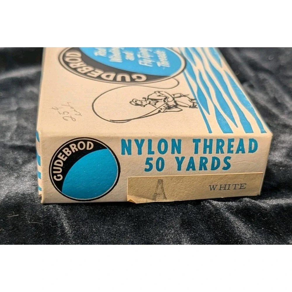 VTG Gudebrod Gudewind Thread Box Set White Wood Spools Rod‎ Winding Fly Tying